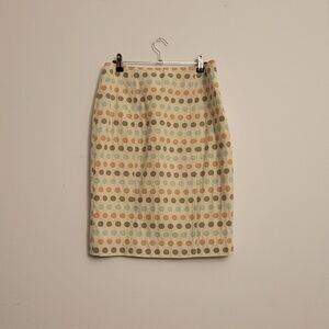 cream pastel polka dotted 2 piece pencil skirt (set)